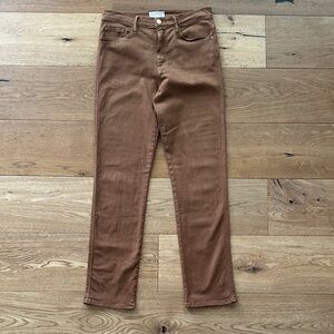 FRAME Cognac coated straight Leg Jeans